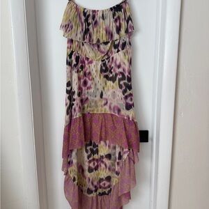 Floral Layered Hi-Low Dress with Ruffle Hem